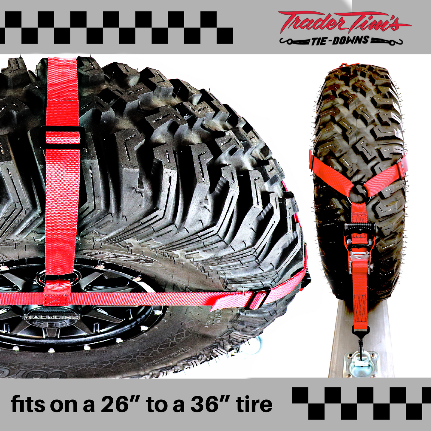 9 Piece UTV 1.5" Adjustable Tire Bonnet Kit - Red or Black