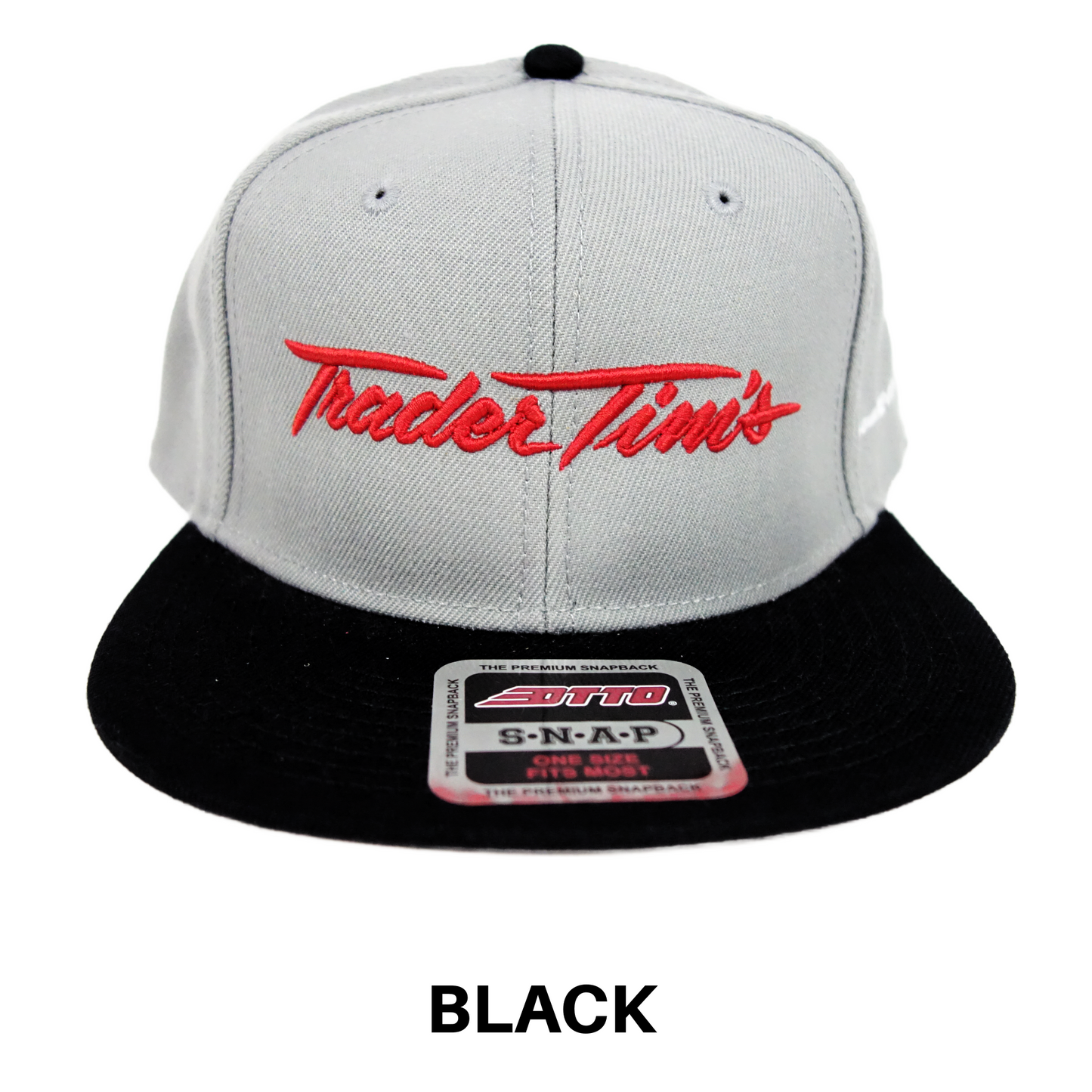 Trader Tim's Embroidered Flat Bill Hat - Black or Navy