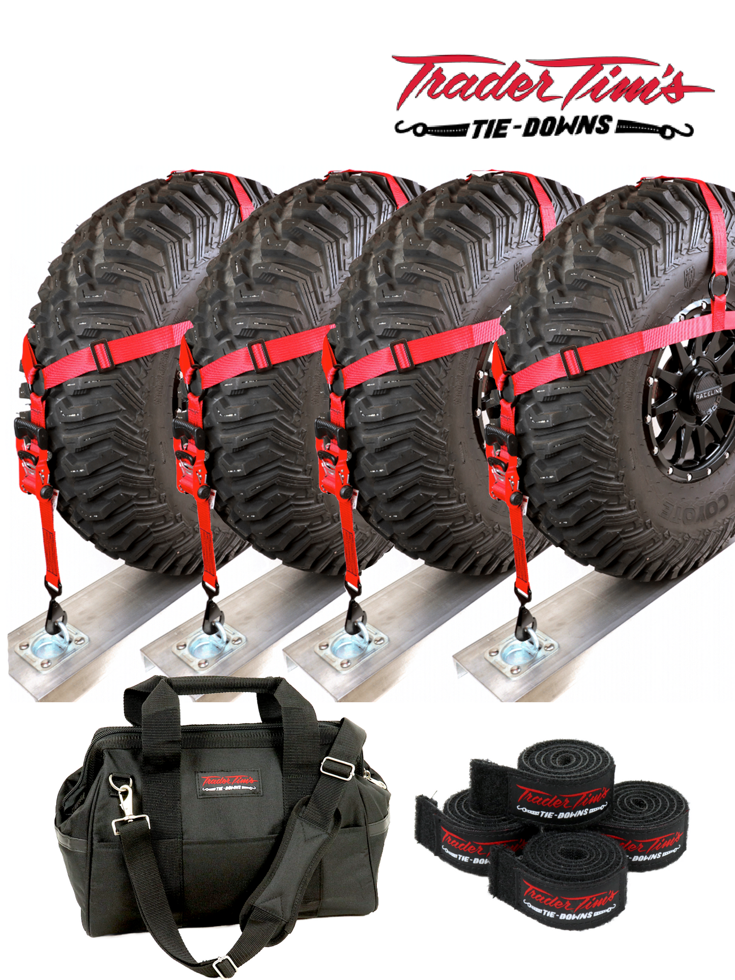 9 Piece UTV 1.5" Adjustable Tire Bonnet Kit - Red or Black