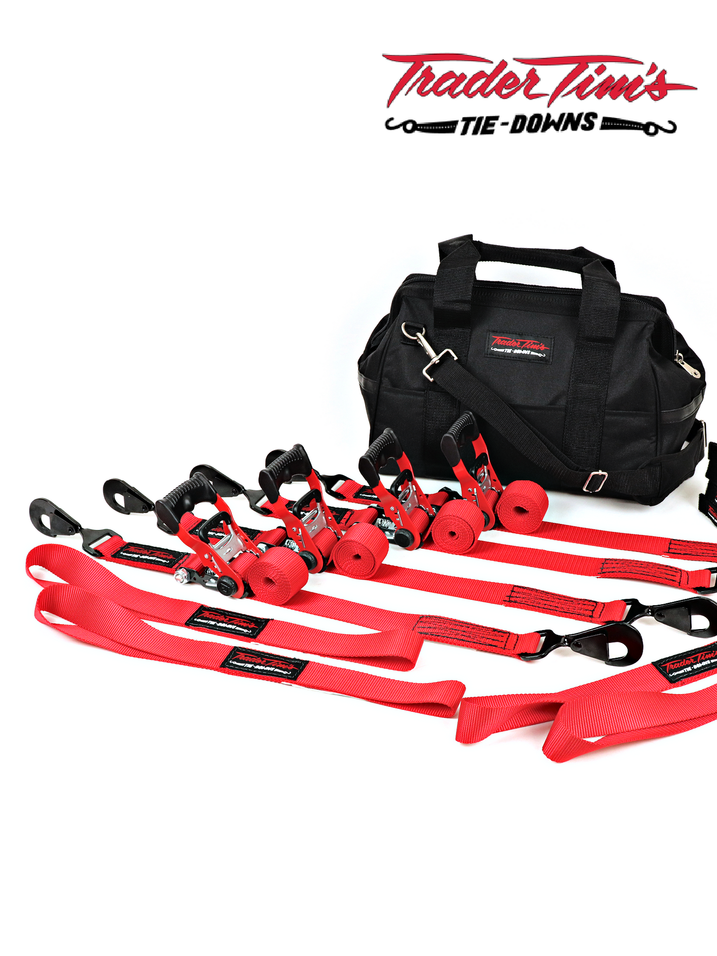 13 Piece 1.5" Ratchet & Extension Tie-Down Kit - Red or Black