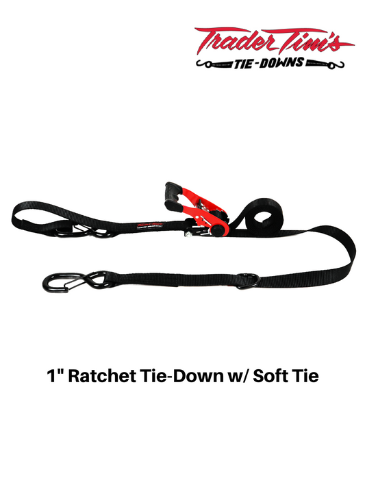 1" Ratchet Tie Down With Soft Tie - Size & Color Options