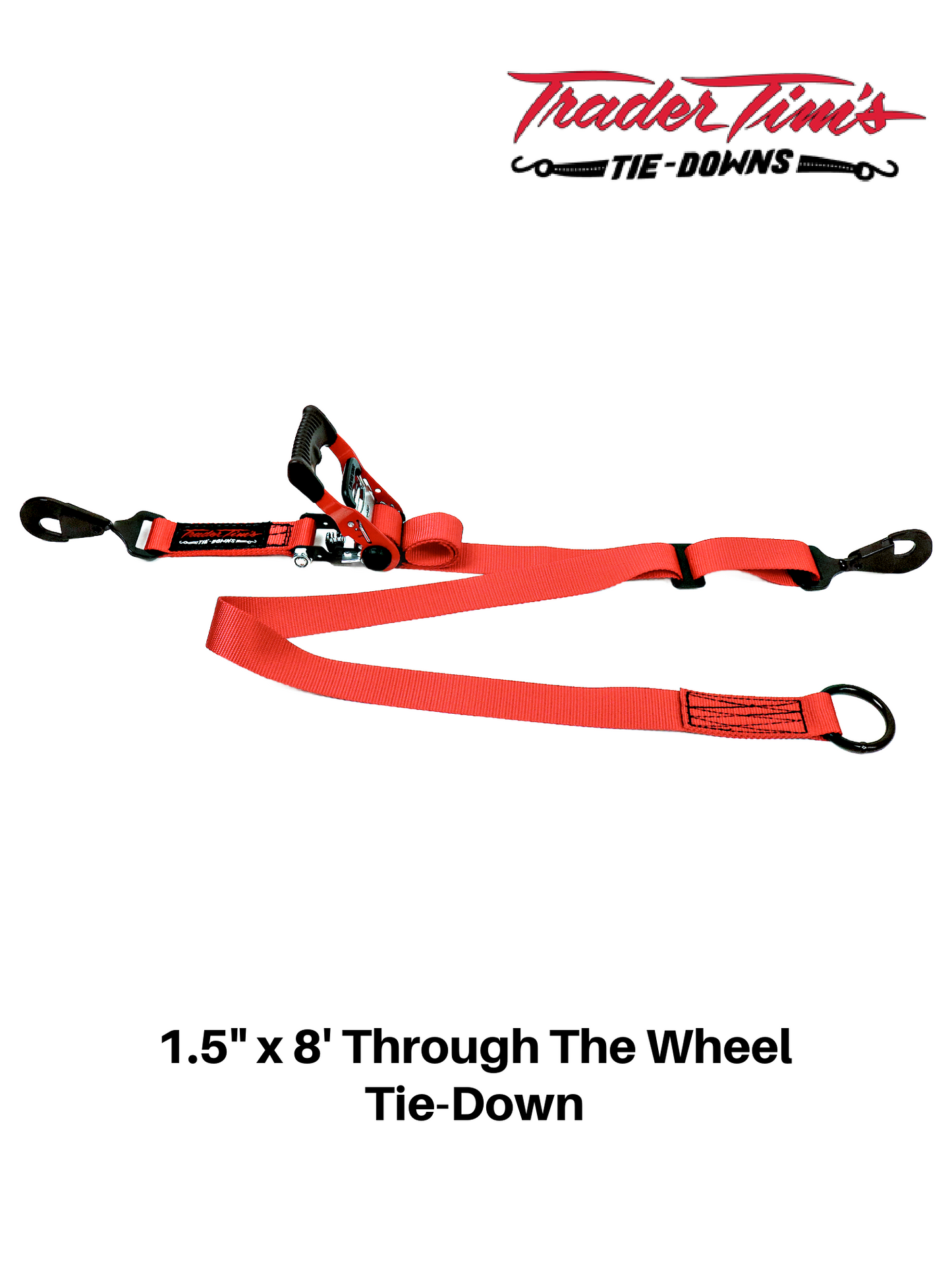 1.5" x 8' Through The Wheel Tie-Down - Red or Black