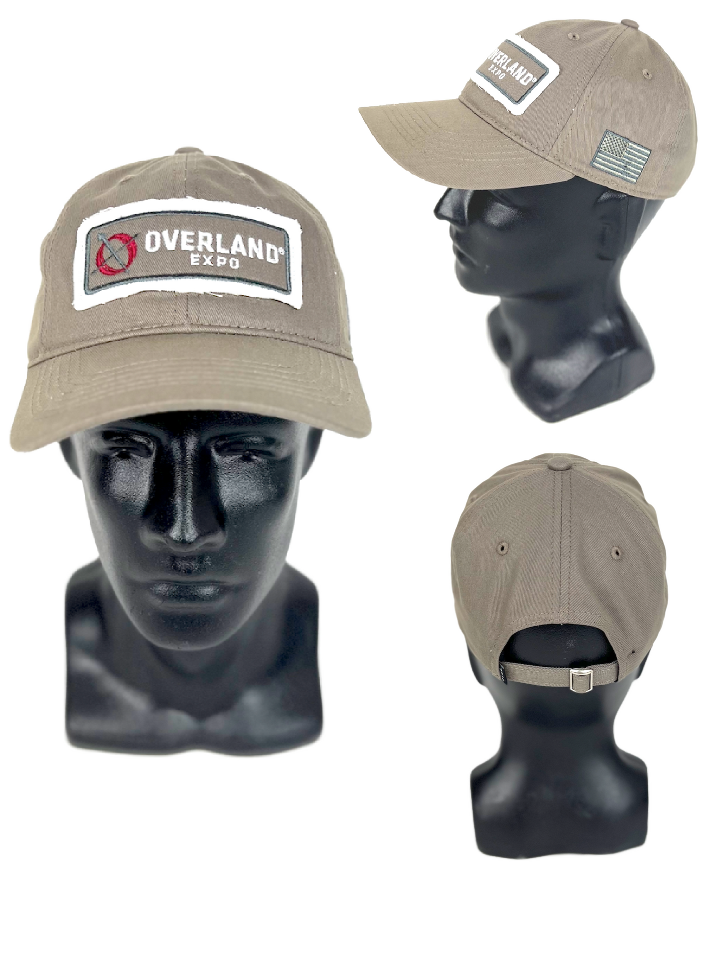 Overland Expo - Unstructured - Side US Flag - Tan/Grey Dad Hat