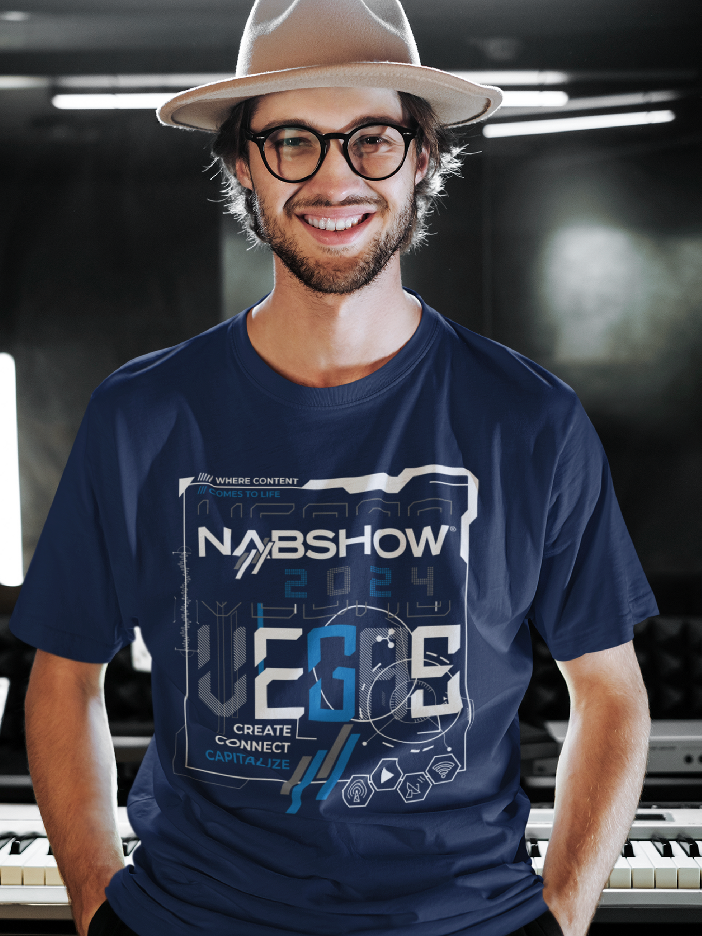 NAB 2024 Technology in Broadcasting- Navy Crew Neck T-Shirt