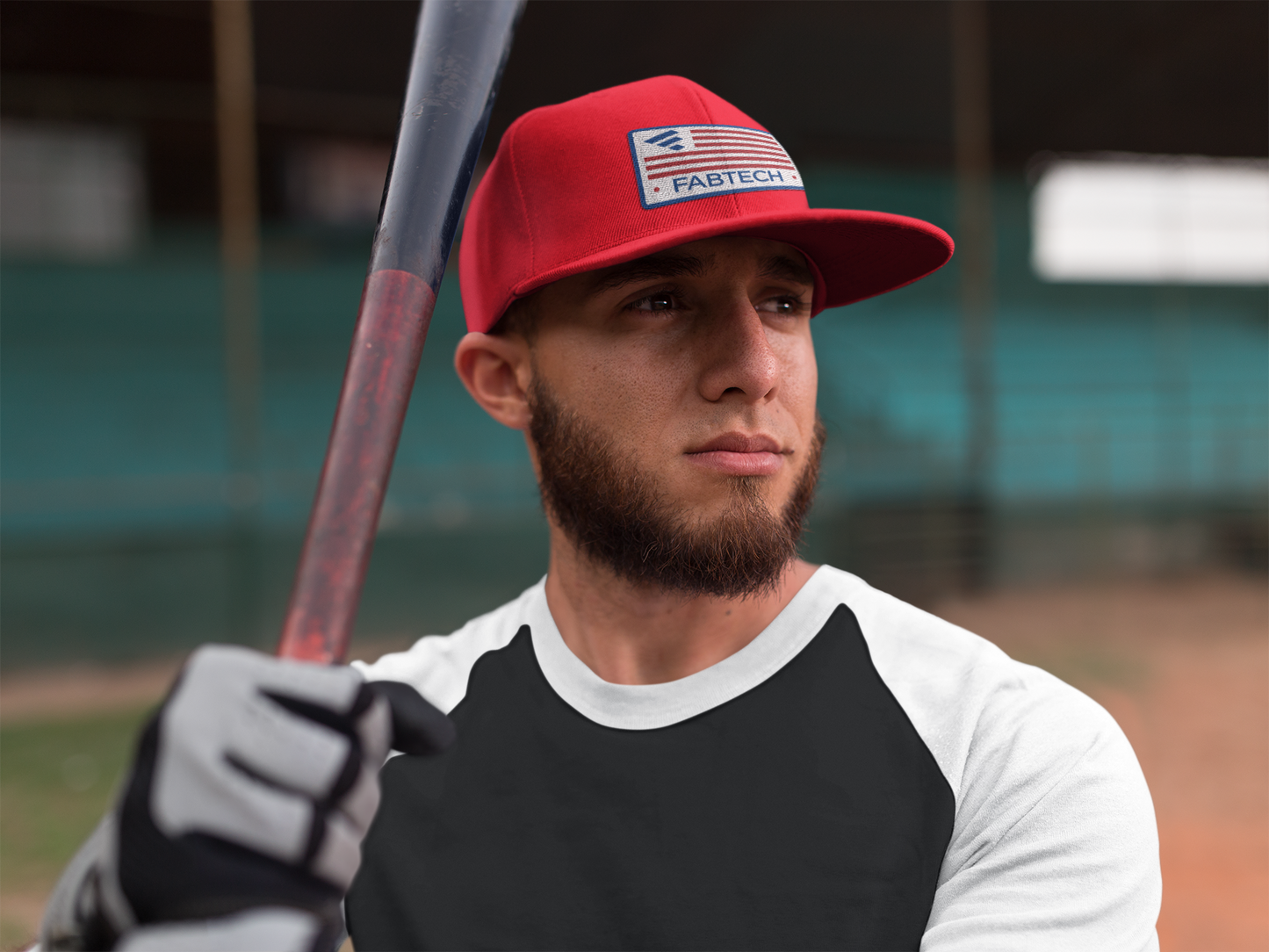 Red Flat Bill Trucker