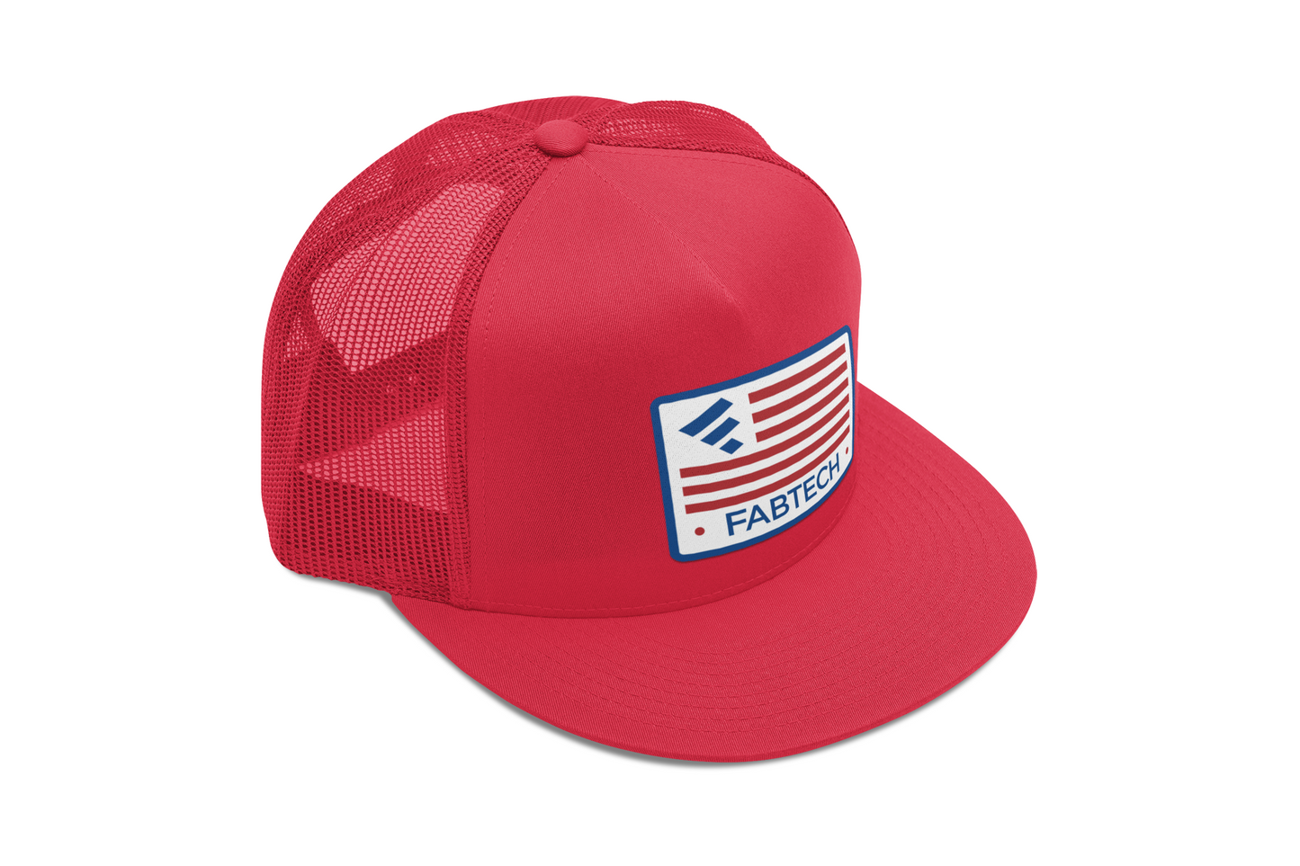 Red Flat Bill Trucker