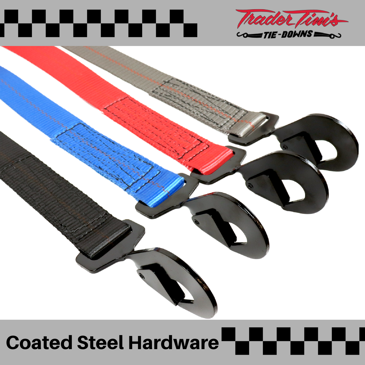 17 Piece 2" Ratchet Tie-Down with Axle Straps and Covers Kit - 4 Colors Available
