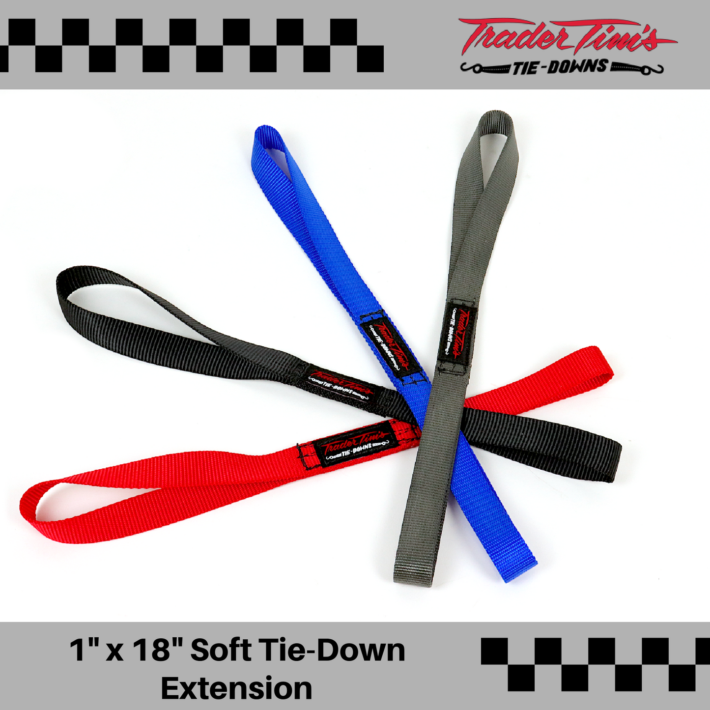 13 Piece 1" x 8' Ratchet Tie-Down with Soft Tie Kit - 4 Color Options