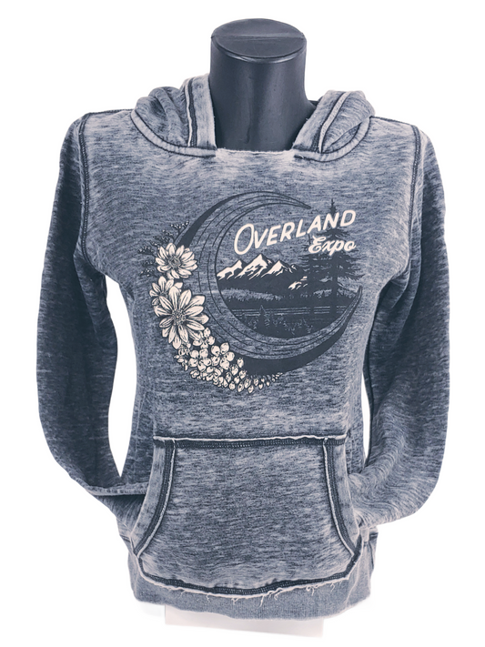 Overland Expo - Moon Mountains Design - Women's Distressed Pullover Hoodie