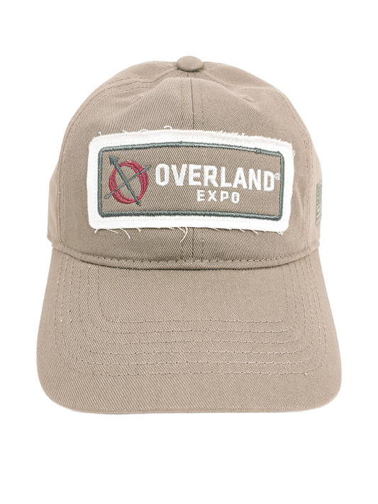 Overland Expo - Unstructured - Side US Flag - Tan/Grey Dad Hat