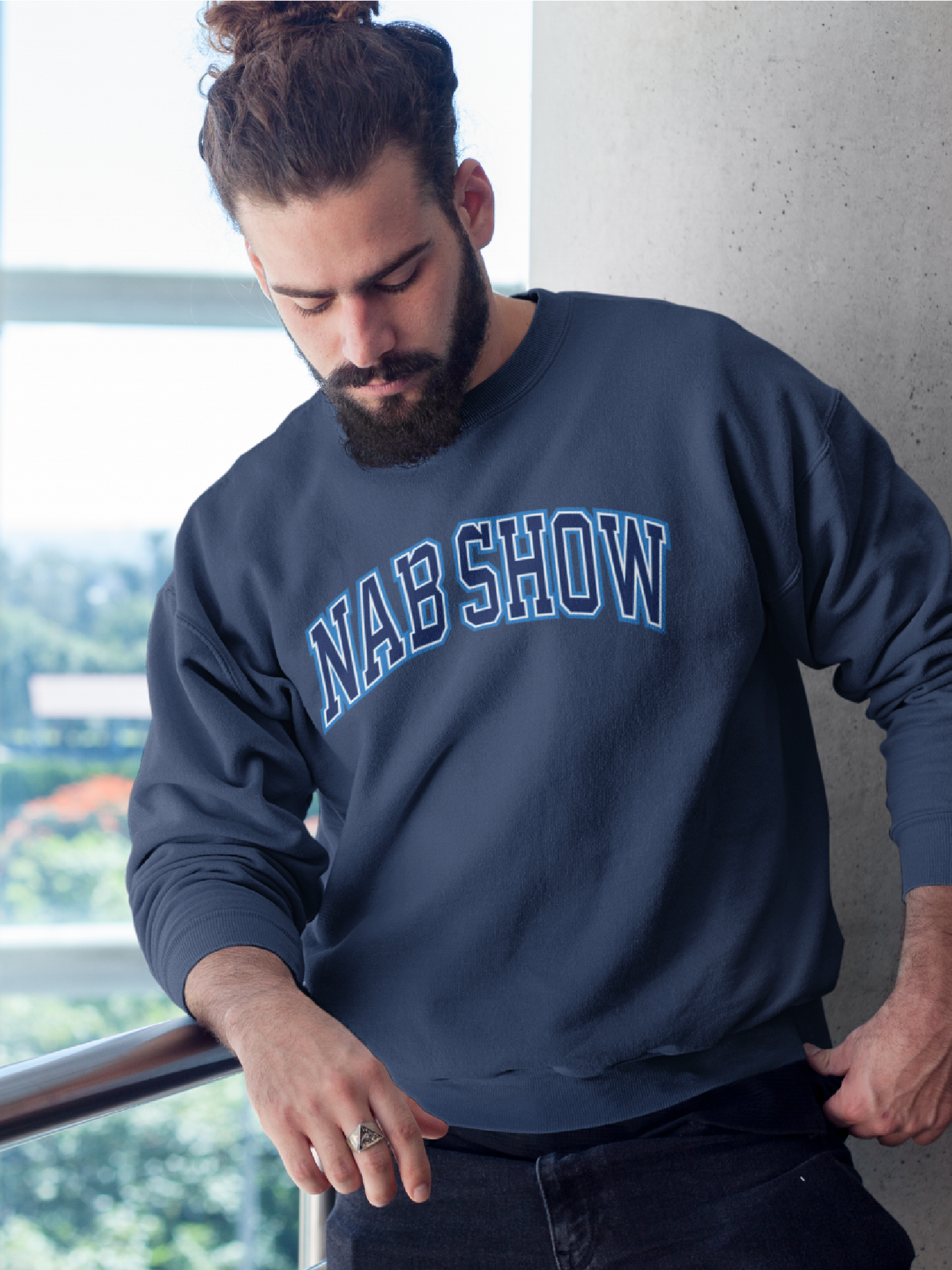 Re-Fleece Crewneck Pullover - Varsity Style - Navy Heather