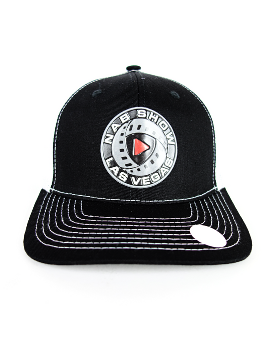 NAB Show Patch Film & Production - Curved Bill Trucker Hat - Black &  White