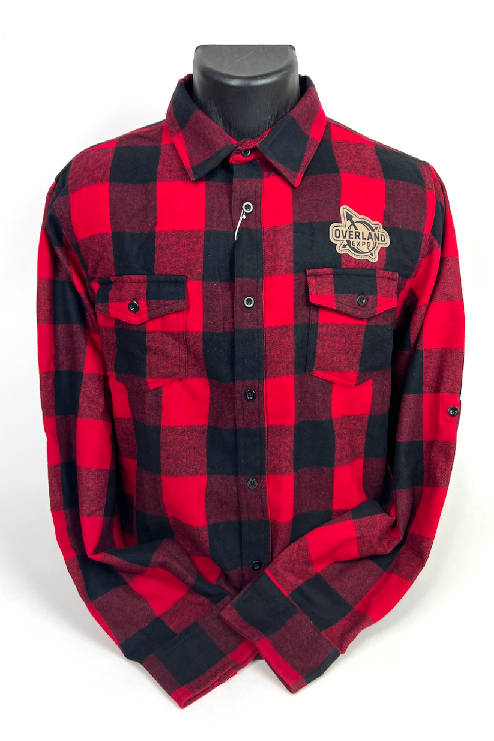 OE Compass Patch - Red & Black Buffalo Plaid Flannel
