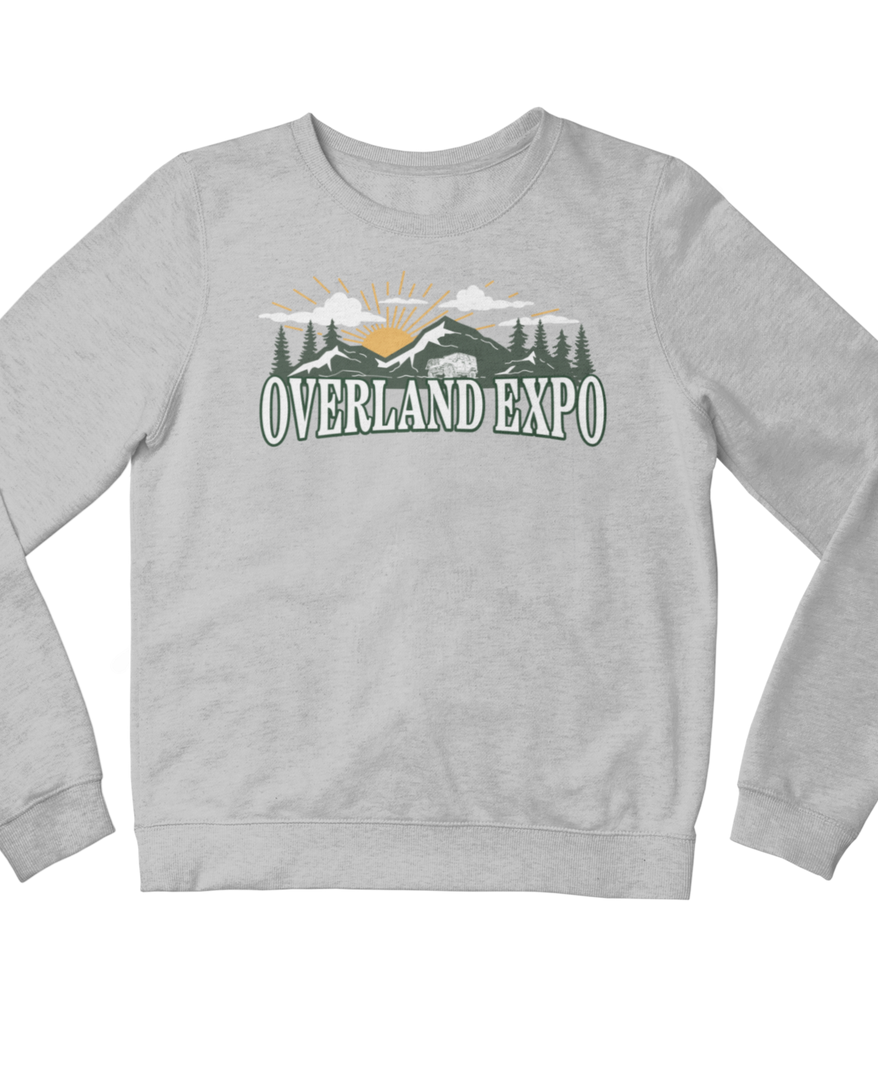 Overland Expo - Heathered Grey - Retro Crew Neck Pullover Sweatshirt